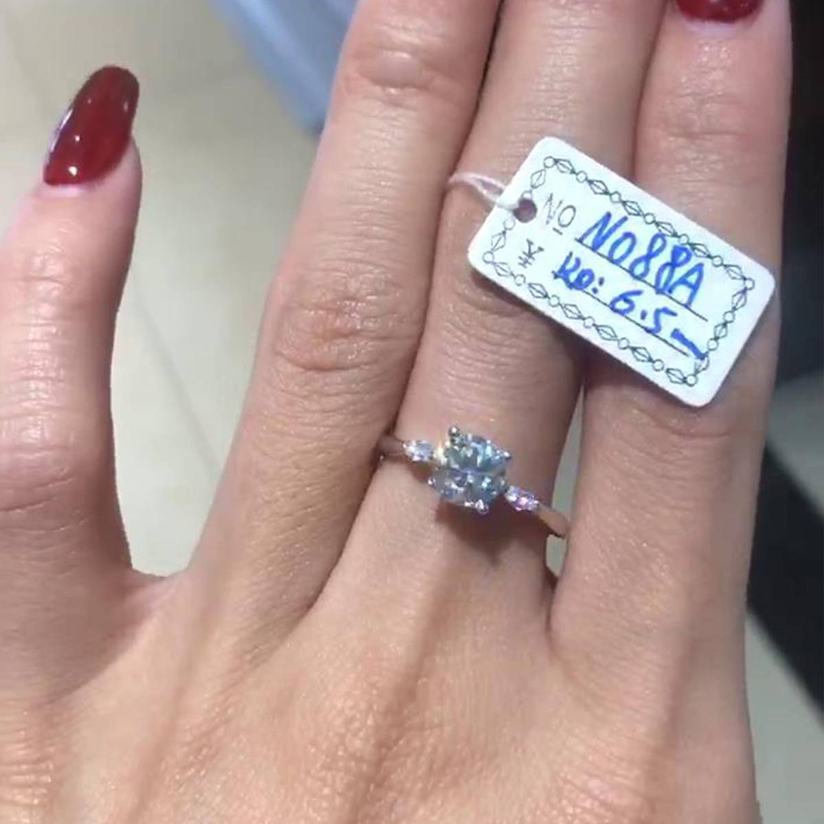 Three Stone Women's Ring S925 Silver Plated Platinum Customized Main Stone Moissanite Diamond 1.0ct/Secondary Stone High Carbon Diamond